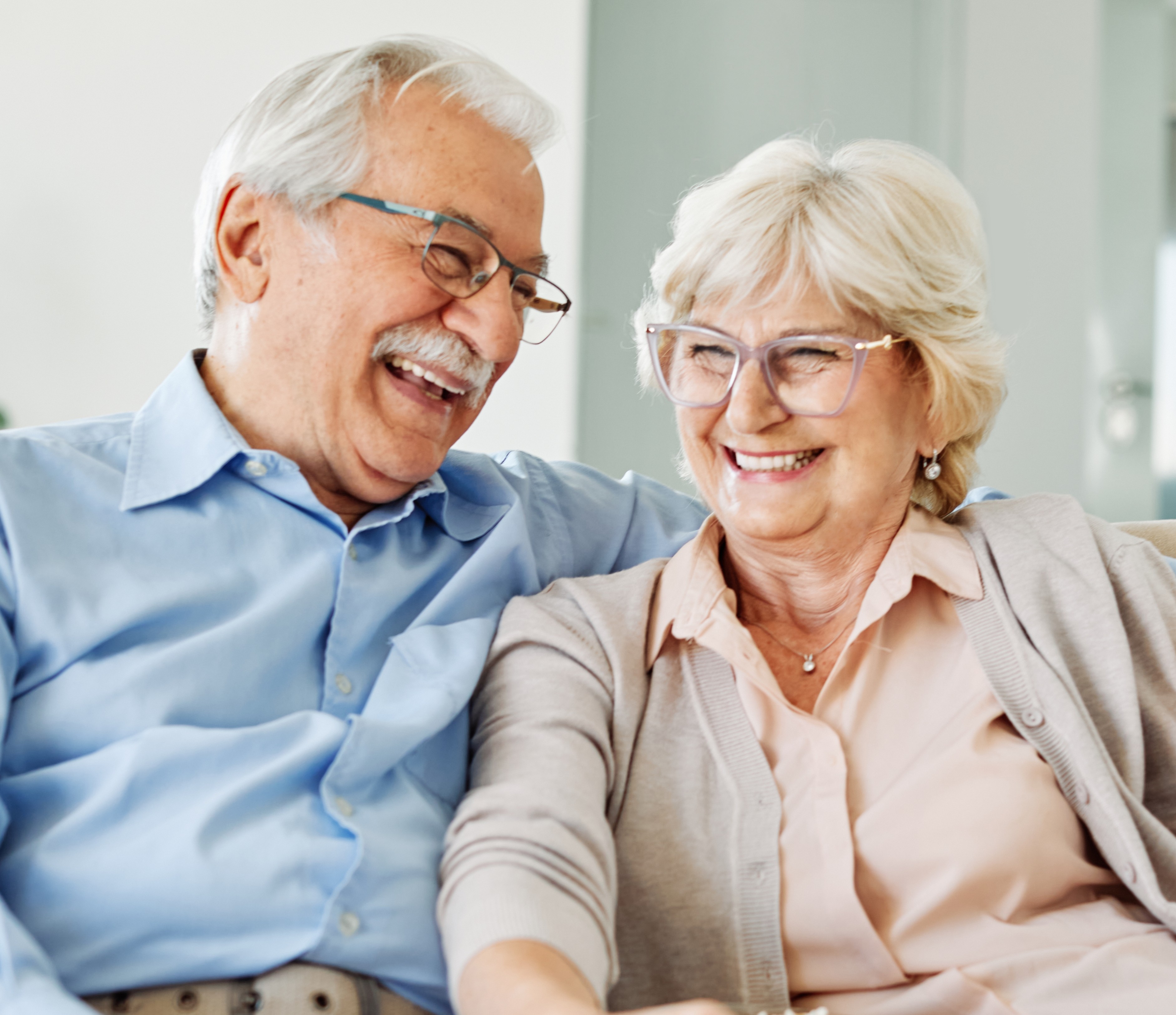 Elderly couple enjoying time together at home
